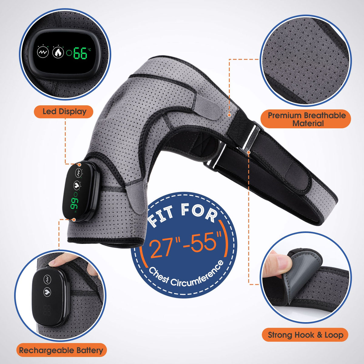 Heating Massage Shoulder Brace Support Arthritis Injury