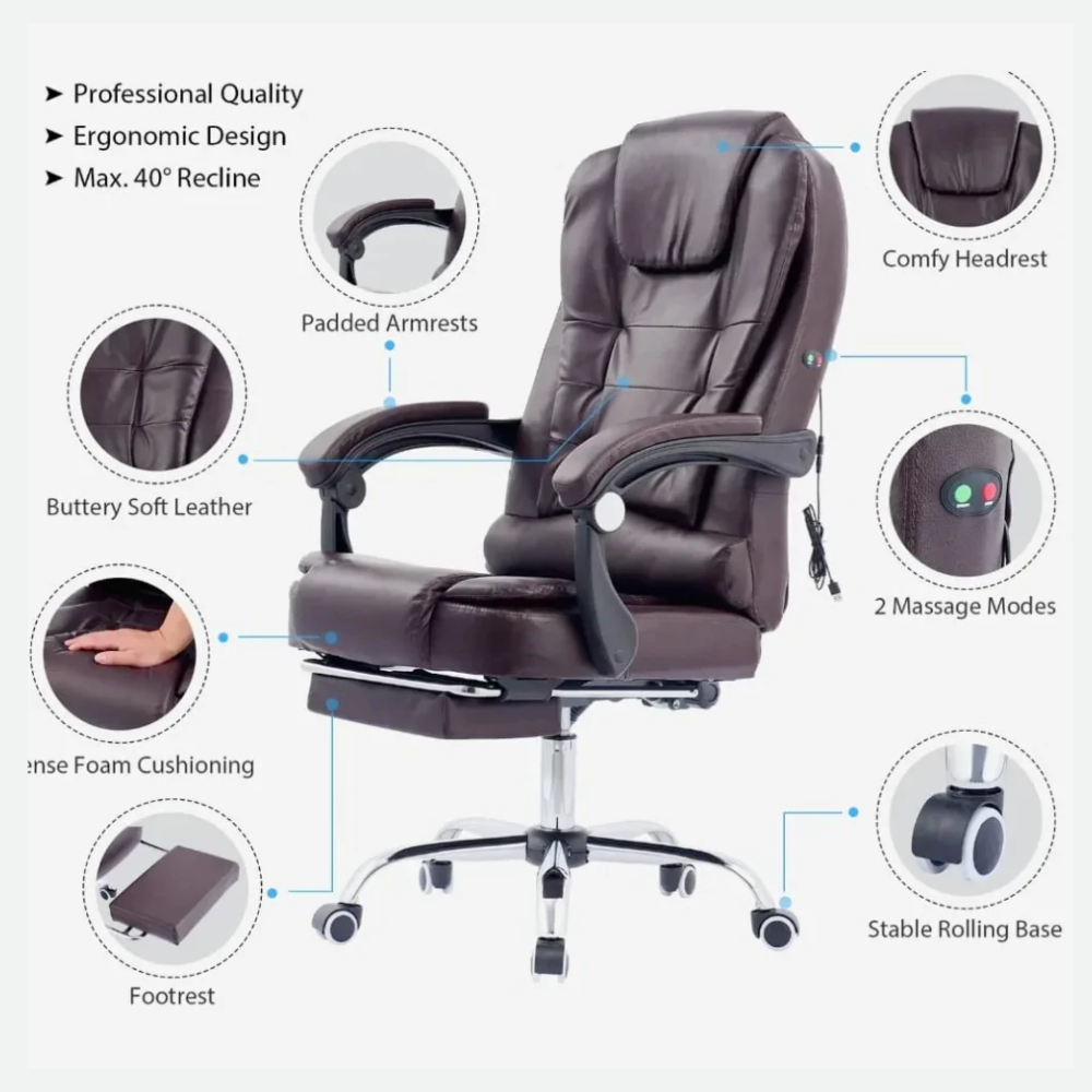 RelaxExtend Electric Massage Recliner with Extended Foot rest